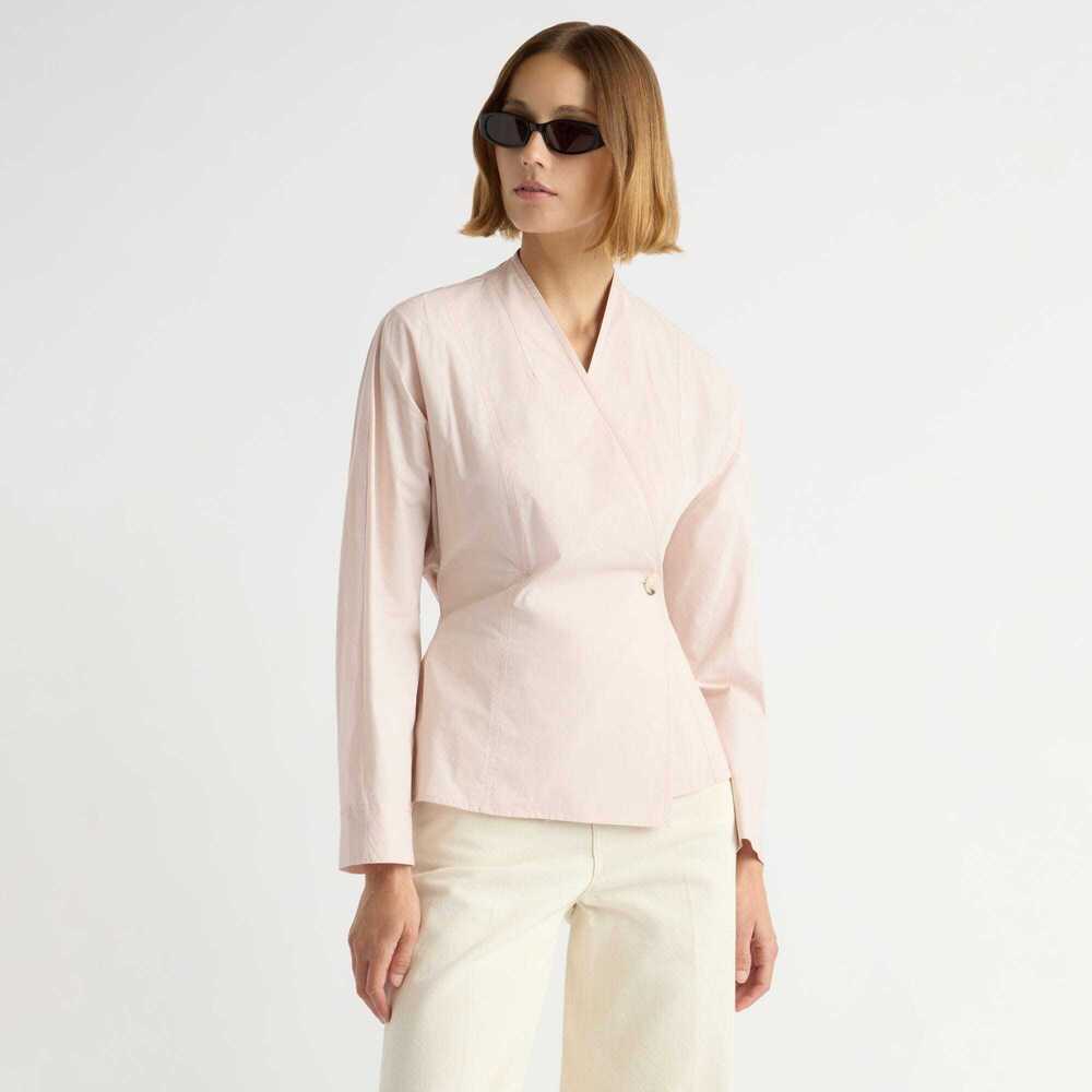 Modern Citizen Zainab Sculpted Cotton Poplin Wrap Blouse Size LDusty Pink / L